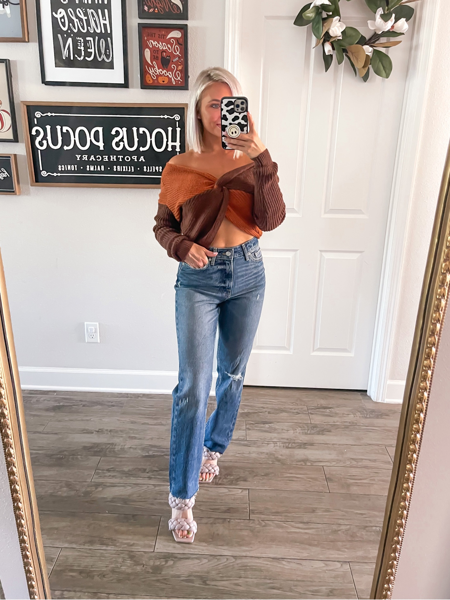 #WalmartFashion fall outfit under $35. Size 2 in the jeans. This cross sweatshirt also comes in pink. Wearing a small #walmartpartner #fallfashion 

#LTKSeasonal #LTKunder50 #LTKstyletip