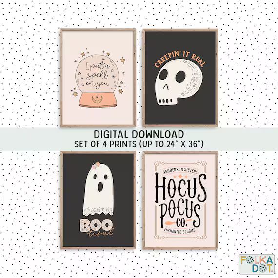 Pastel Halloween Posters Boo Cute Ghost Decor Spooky - Etsy | Etsy (US)
