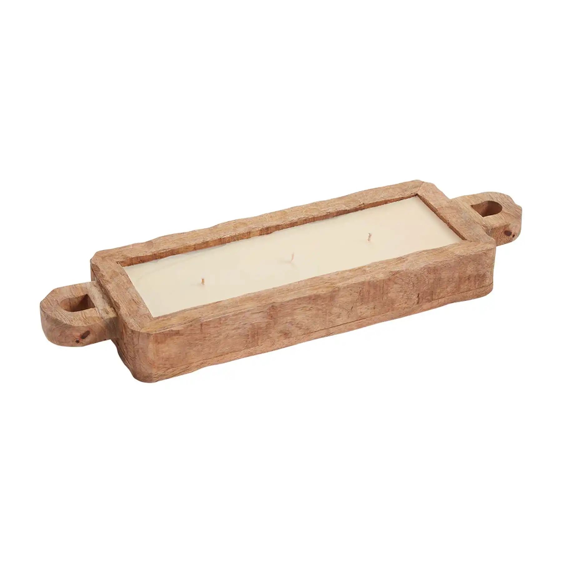 Large Mango Wood Tray Candle | Mud Pie (US)