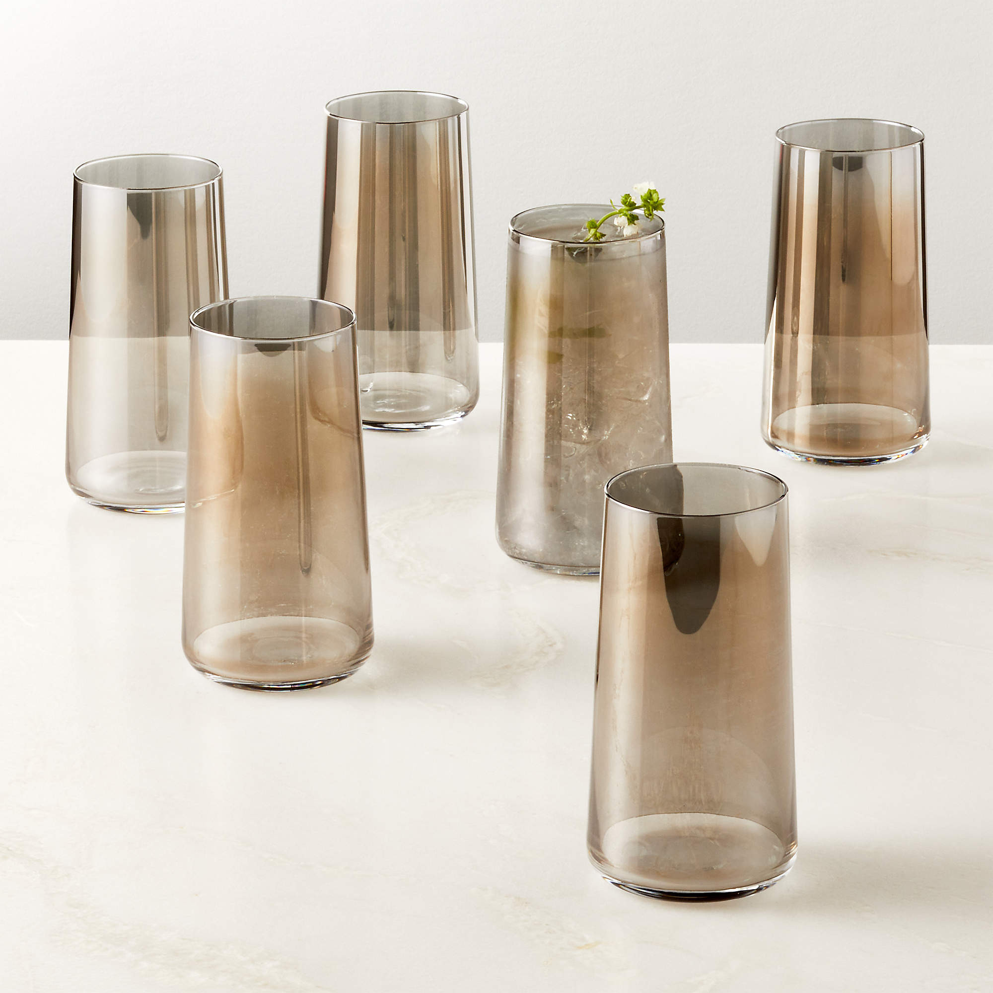 Neat Smoked Modern Drinking Glasses Set of 6 + Reviews | CB2 | CB2