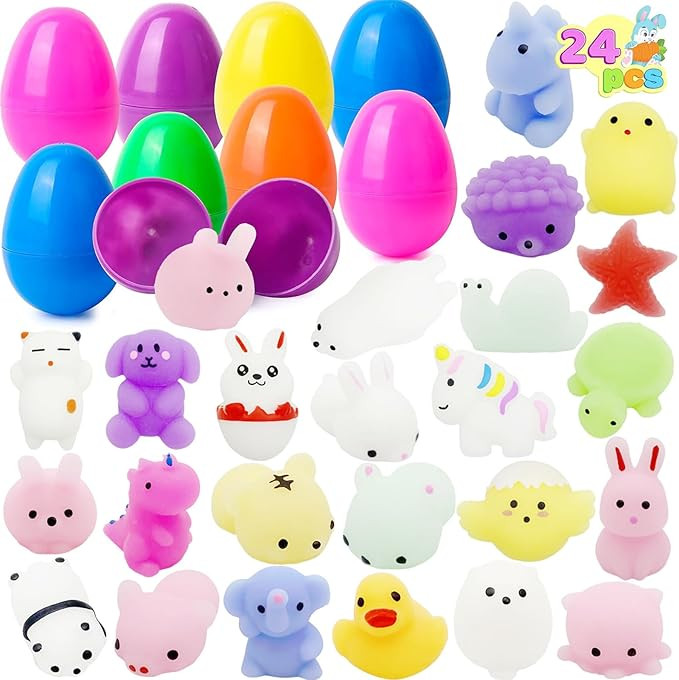 24Pack Easter Eggs Filled with Mochi Squishy Toys, Easter Basket Stuffers for Toddler Boys Girls,... | Amazon (US)