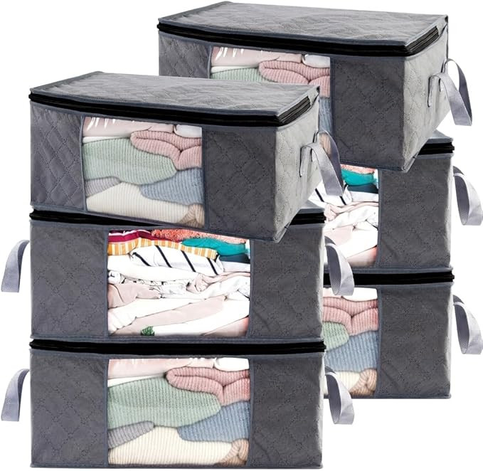 Storage Clothes Bins Closet Bags - 35L Containers Organizer Boxes Clothing Bin Organization for O... | Amazon (US)