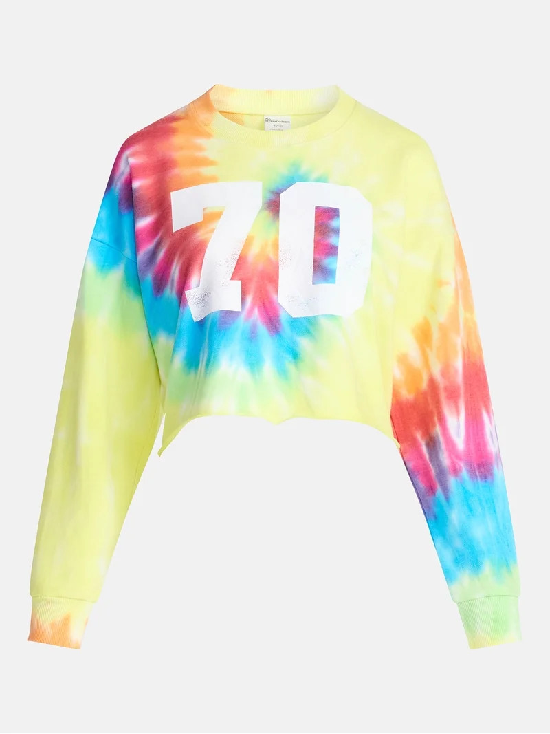 No Boundaries Graphic Washed Cropped Crewneck Sweatshirt, Women's XXS-XL | Walmart (US)