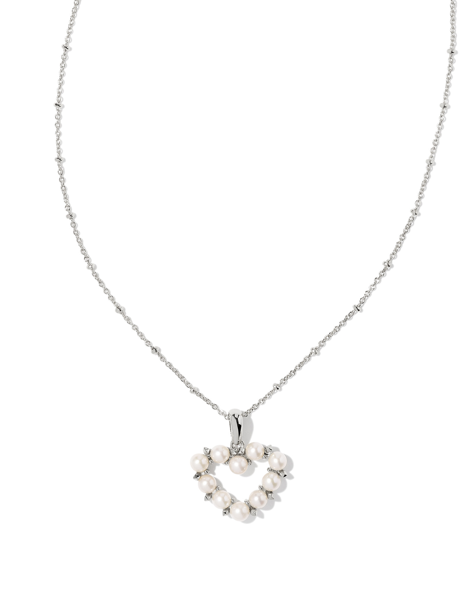 Ashton Silver Heart Short Pendant Necklace in White Pearl | Kendra Scott | Kendra Scott