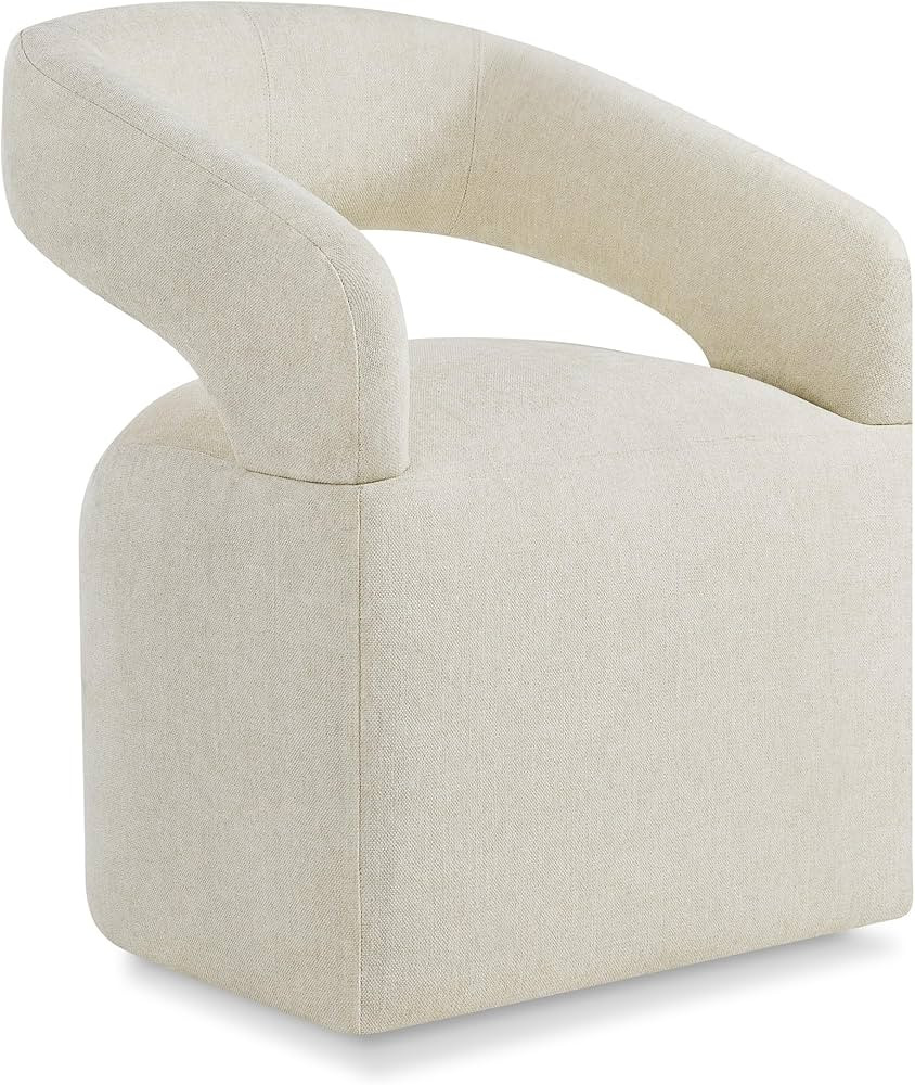 Upholstered Dining Chair with Removable Casters Barrel Side Armchair with Rollers for Diningroom ... | Amazon (US)