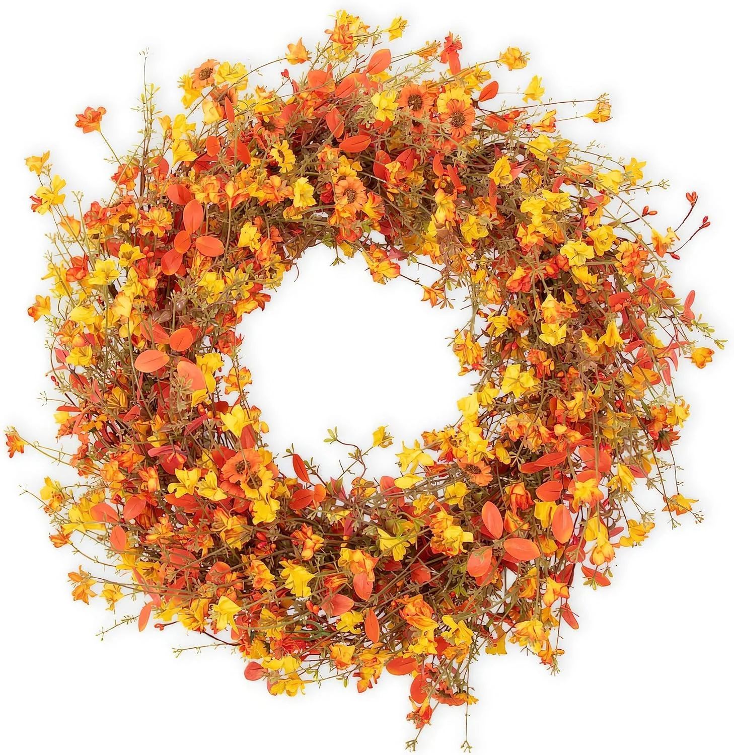 Yawwind Store 22 inches Fall Wreaths for Front Door Autumn Wreath Fall Flowers Wreath with Grapev... | Walmart (US)