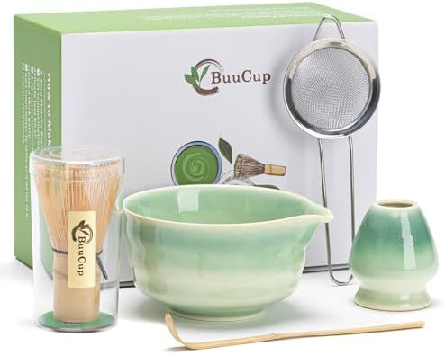 Japanese Matcha Set, Matcha Bowl with Spout, Matcha Whisk and Holder, Bamboo Matcha Scoop and Sta... | Amazon (US)
