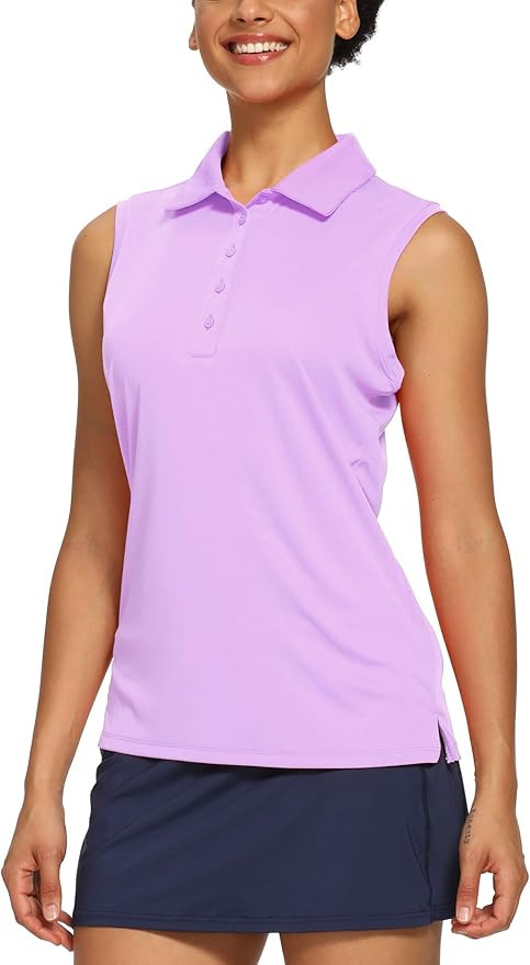CQC Women's Golf Tennis Sleeveless Polo Shirts Quick Dry Athletic Tank Tops UPF 50+ | Amazon (US)