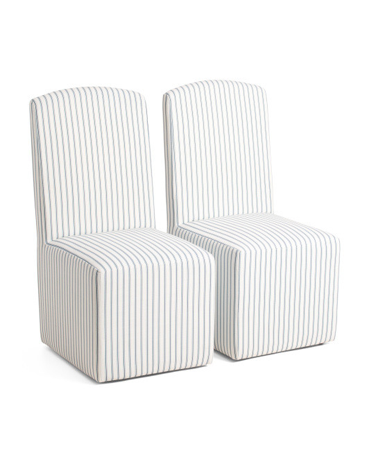 Set Of 2 19x39 Striped Caster Wheel Slipcover Look Dining Chairs | Kitchen & Dining Room | Marsha... | Marshalls