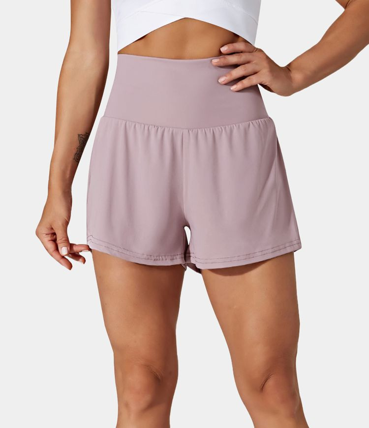 Women’s Super High Waisted Back Pocket & Side Hidden Pocket 2-in-1 Yoga Shorts 2.5" - Halara | HALARA
