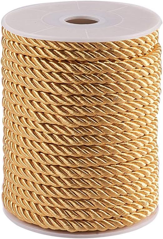 PH PandaHall 5mm/ 18 Yards Twisted Gold Trim Cord Rope Nylon Twisted Cord Trim Thread String Twis... | Amazon (US)