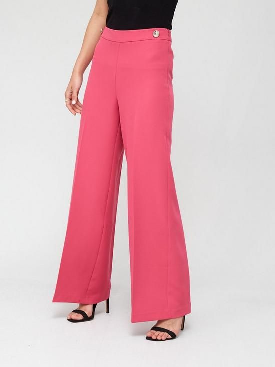 V by Very Button Detail Wide Leg Trouser - Pink | Very (UK)