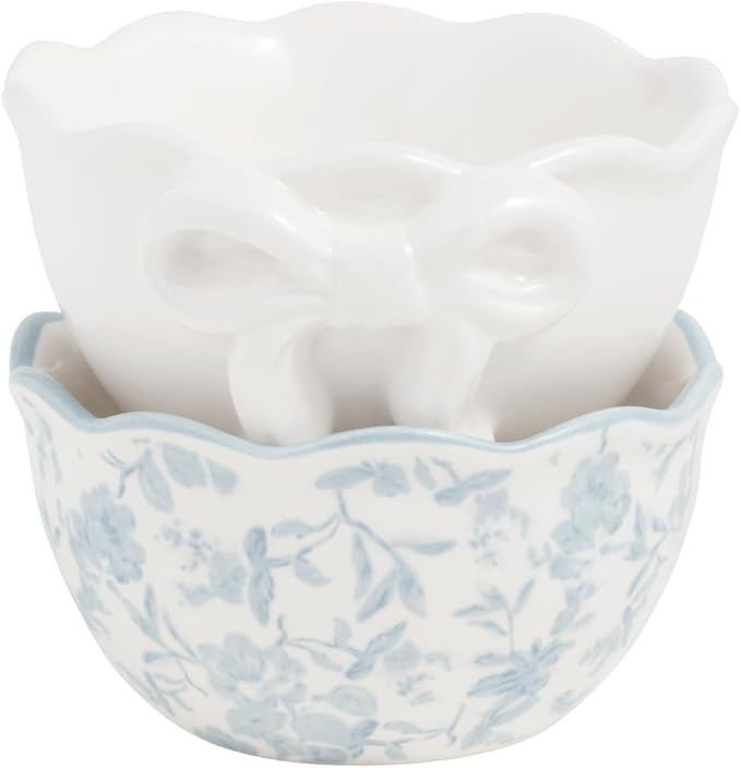 Mud Pie Ceramic Toile and White Bow Ramekins | Amazon (US)