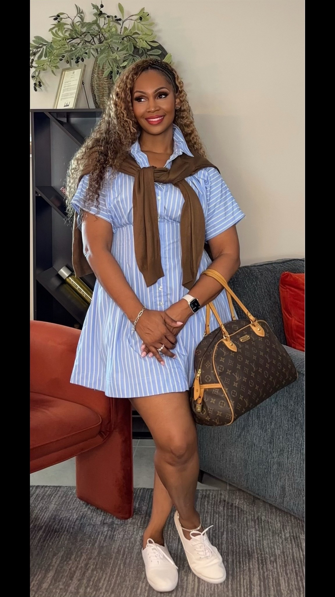 WALMART FINDS.. Blue Striped Dress 
5’9 | SZ L | 200LBS

#LTKMidsize #LTKTall #LTKOver40