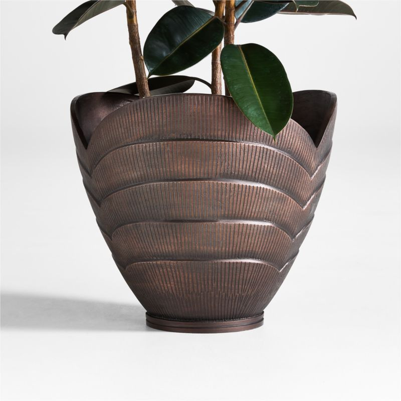 Hackney Large Bronze Metal Indoor/Outdoor Planter 18"x16" by Jake Arnold | Crate & Barrel | Crate & Barrel