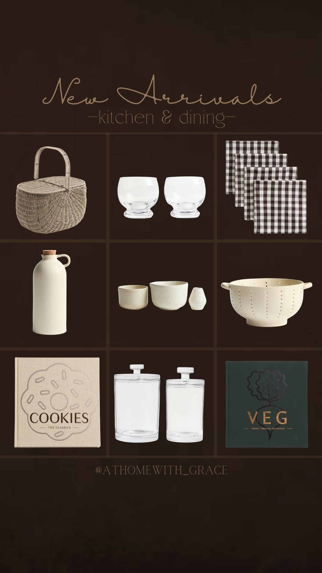 Neutral home - New arrivals for spring. Cooking, dining, oil bottle, colander. Gingham napkins & kitchen cookbooks 

#LTKHome #LTKfoodie