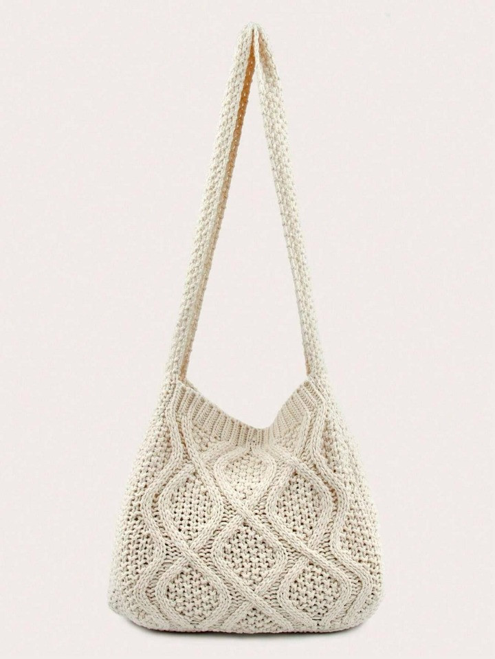 Minimalist Crochet Bag Medium Snap Button Vacation | SHEIN