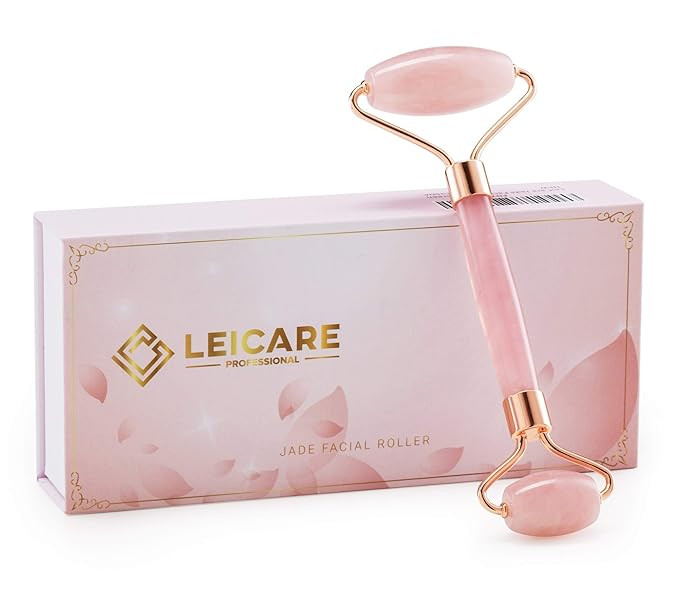 LeiCare Rose Quartz Roller, Pink Jade Roller for Face - Natural Stone Facial Roller, Face Massage... | Amazon (US)