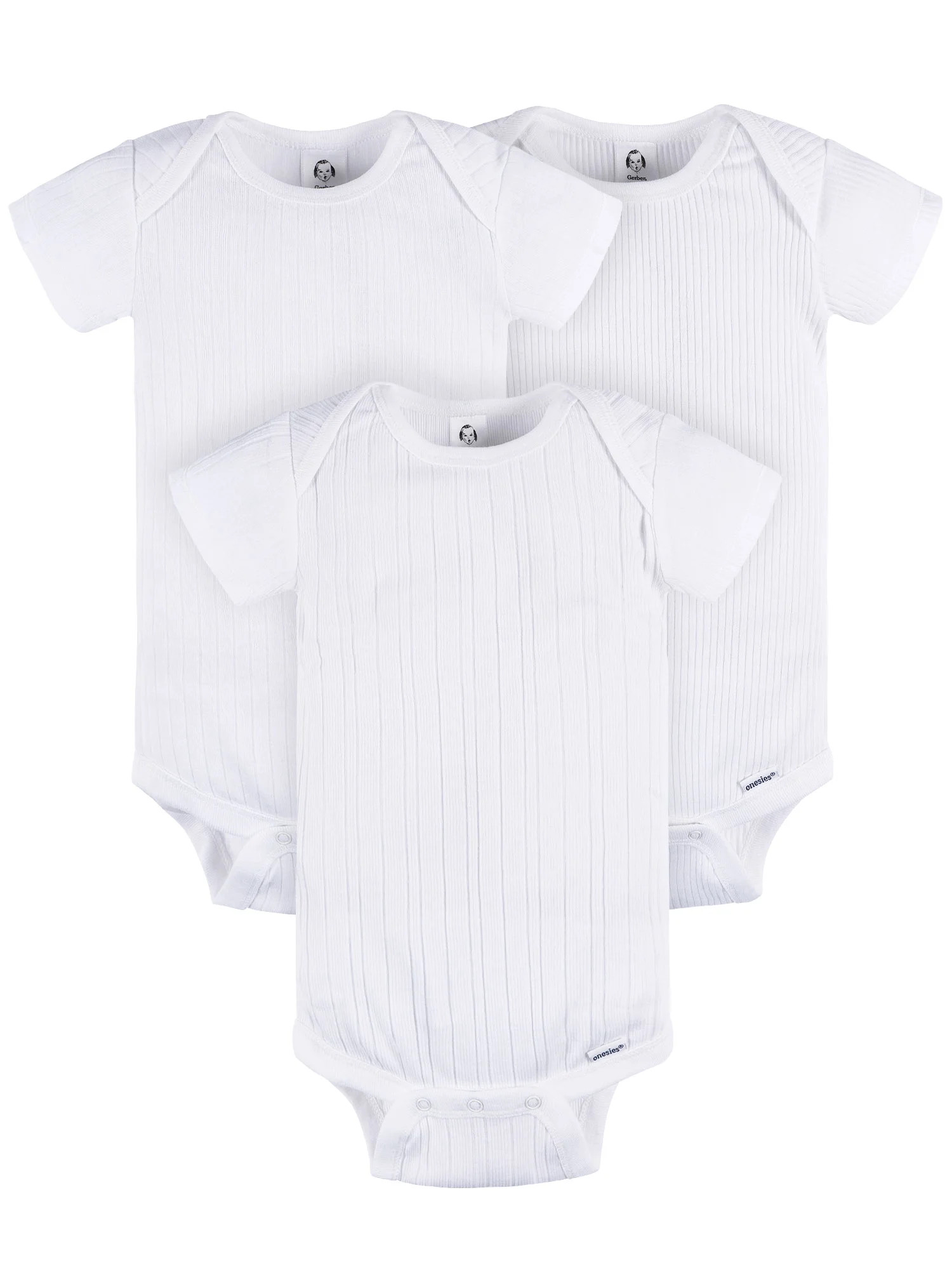 Gerber Baby Neutral 3-Pack White Short Sleeve Bodysuits, Sizes Preemie - 24 Months | Walmart (US)