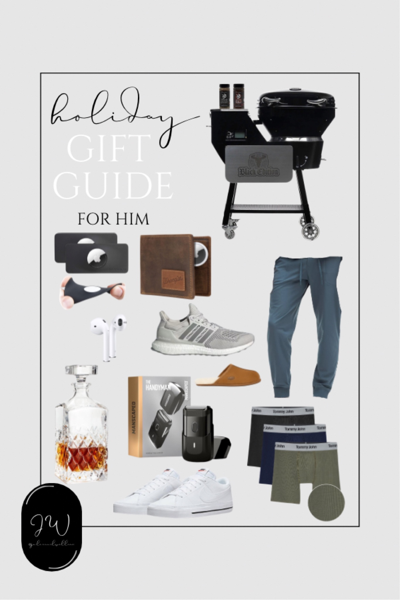 Gift guide for him 
pellet grill
AirTag wallet 
Joggers 
Men’s shoes 

#LTKGiftGuide #LTKCyberWeek #LTKHoliday