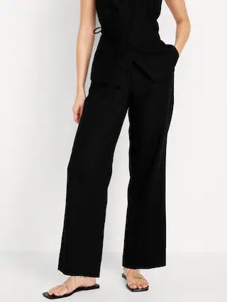 Extra High-Waisted Linen-Blend Wide-Leg Taylor Pants | Old Navy (US)