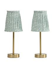 Set Of 2 14in Metal Table Lamps With Patterned Pleated Shades | TJ Maxx