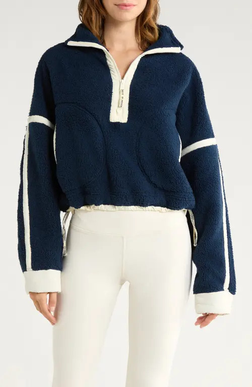 Free People FP Movement Mountain High Fleece Half Zip Pullover in Navy Combo at Nordstrom, Size Large | Nordstrom