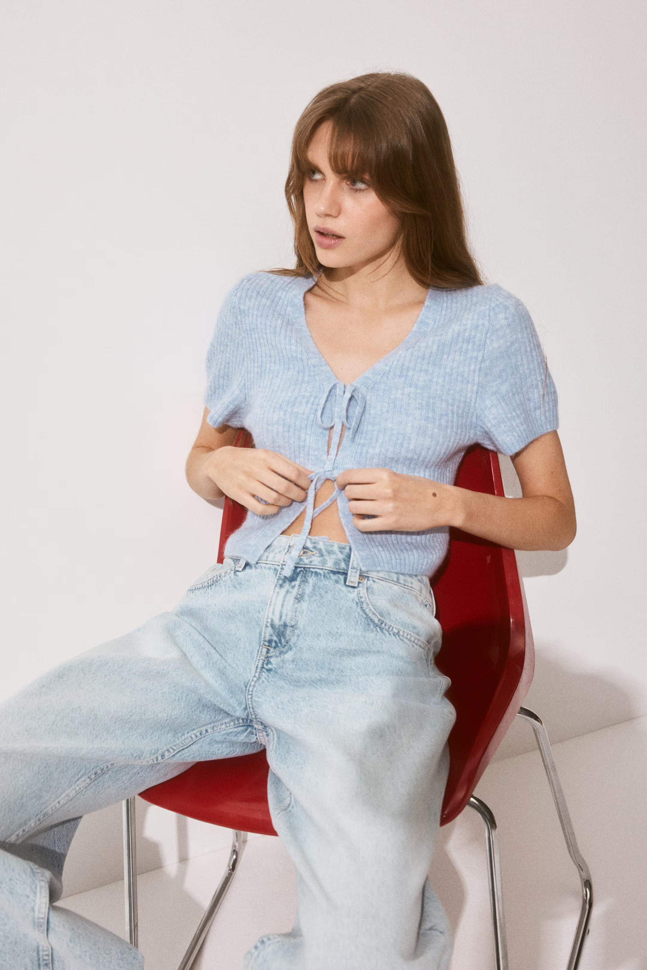 Tie-Detail Rib-Knit Top | H&M (US + CA)