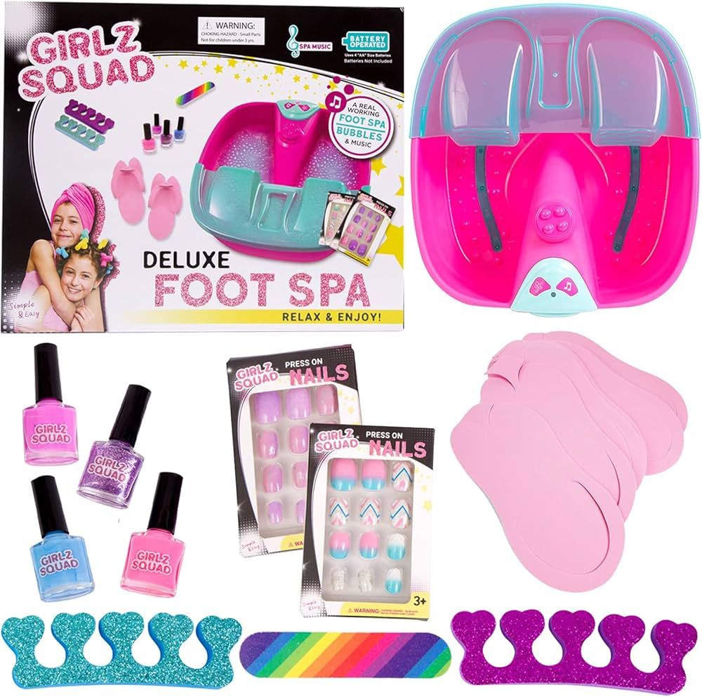 Foot Spa Sets for Girls Ages 7-12 with Nail Kit for Kids - DIY Manicure and Pedicure Set with Foo... | Amazon (US)