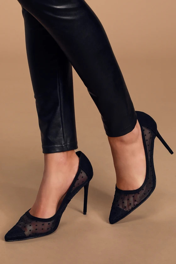Van Black Polka Dot Pointed-Toe Pumps | Lulus (US)