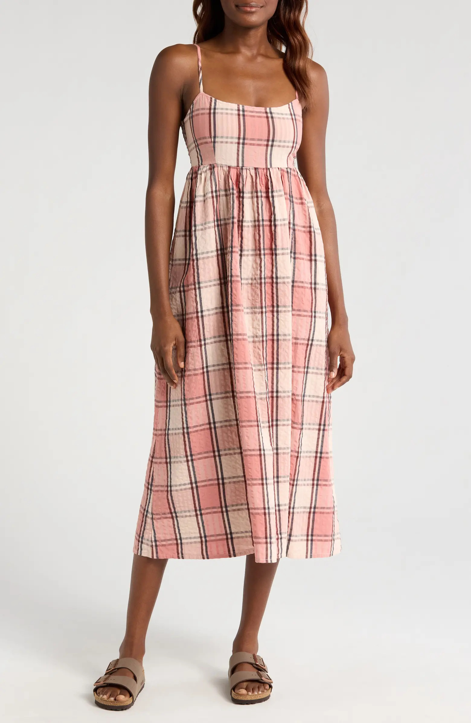 Billabong All Day Plaid Seersucker Midi Sundress | Nordstrom | Nordstrom