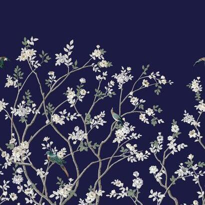 York Lingering Garden Mural Navy Wallpaper | DecoratorsBest | DecoratorsBest