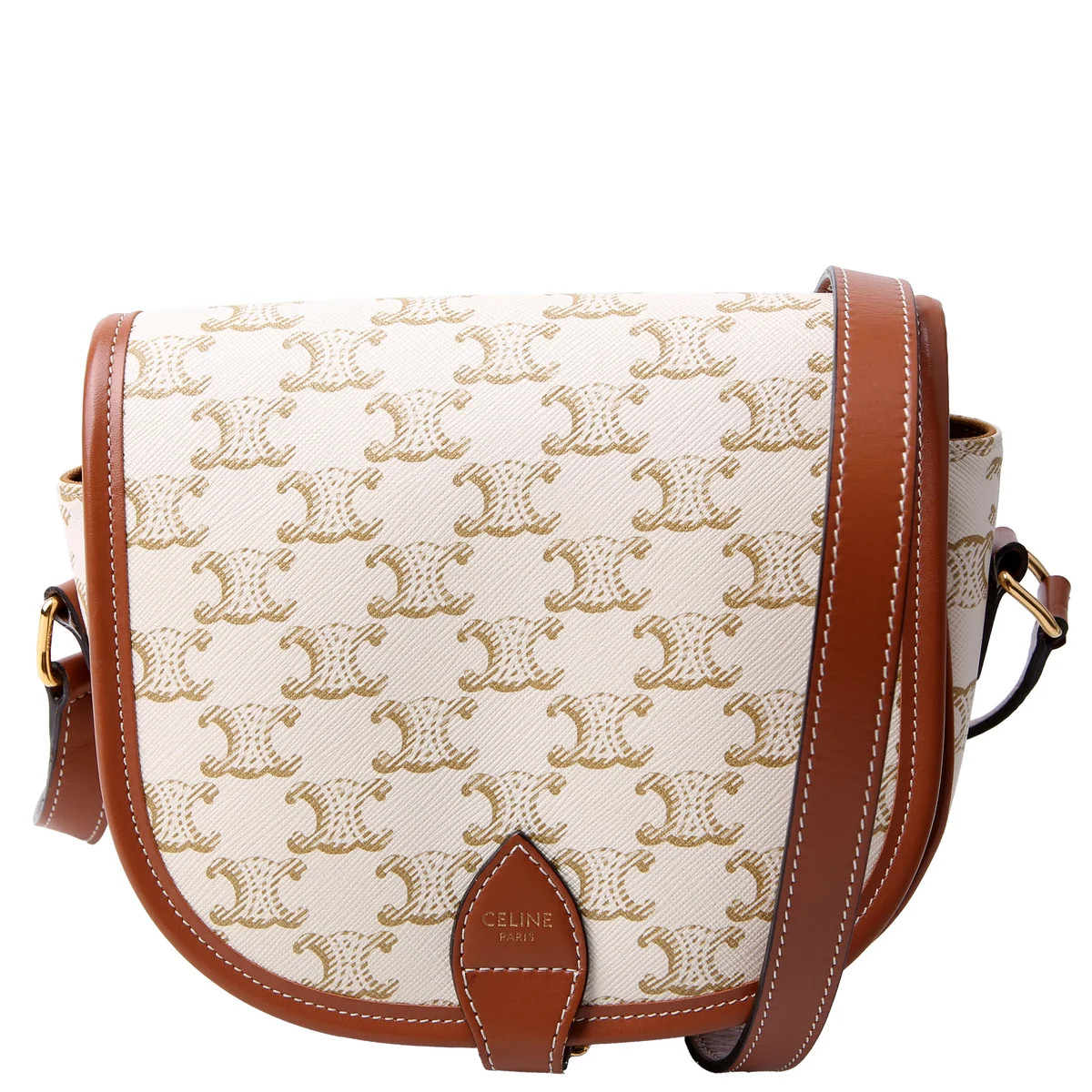 Folco Triomphe Medium Canvas/Calfskin White | Keeks Designer Handbags