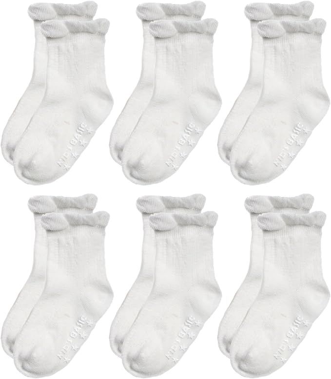 Epeius Baby-Girls Non Slip Ruffle Frilly Ankle Socks Pointelle (Pack of 3/6) | Amazon (US)