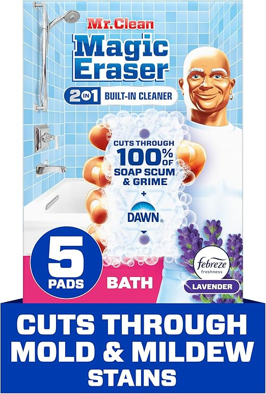 Mr. Clean Magic Eraser Sponge, Bathroom Cleaner, Shower Cleaner, Tub Cleaner, Soap Scum Remover, ... | Amazon (US)