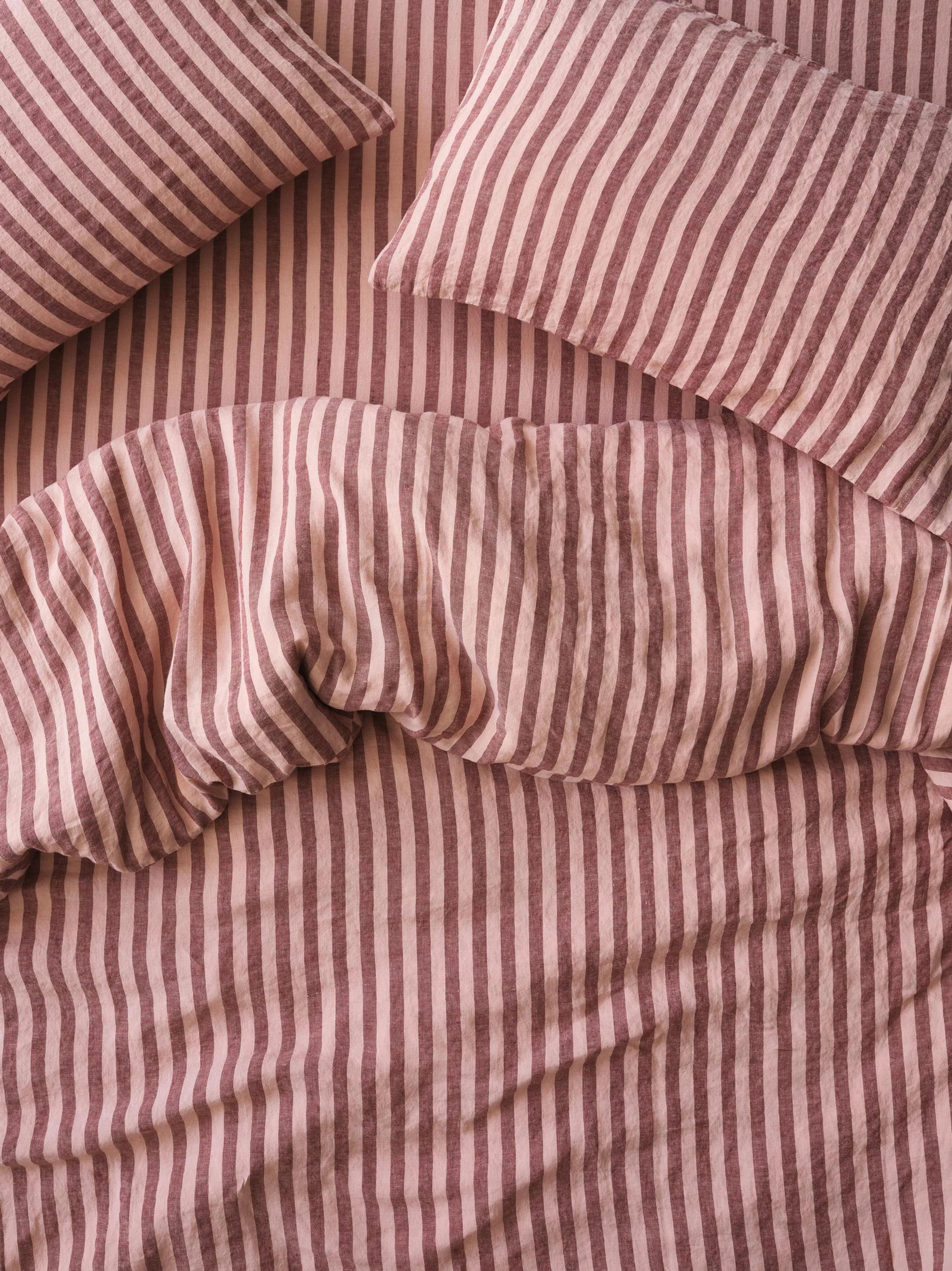 Rhubarb & Rose Pembroke Stripe Linen Blend Duvet Cover | Piglet