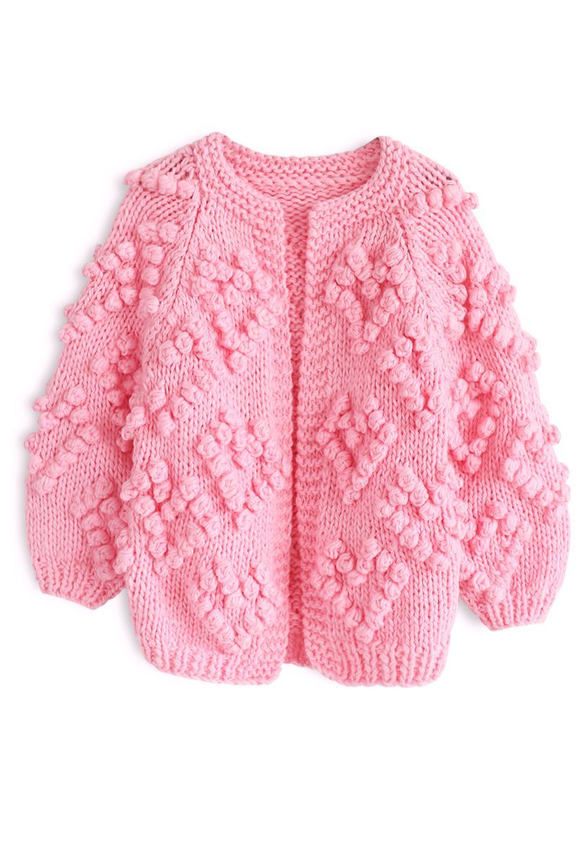 Knit Your Love Cardigan in Hot Pink For Kids | Chicwish
