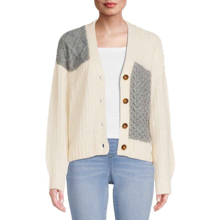 99 Jane Street Women's Colorblocked Cardigan Sweater - Walmart.com | Walmart (US)
