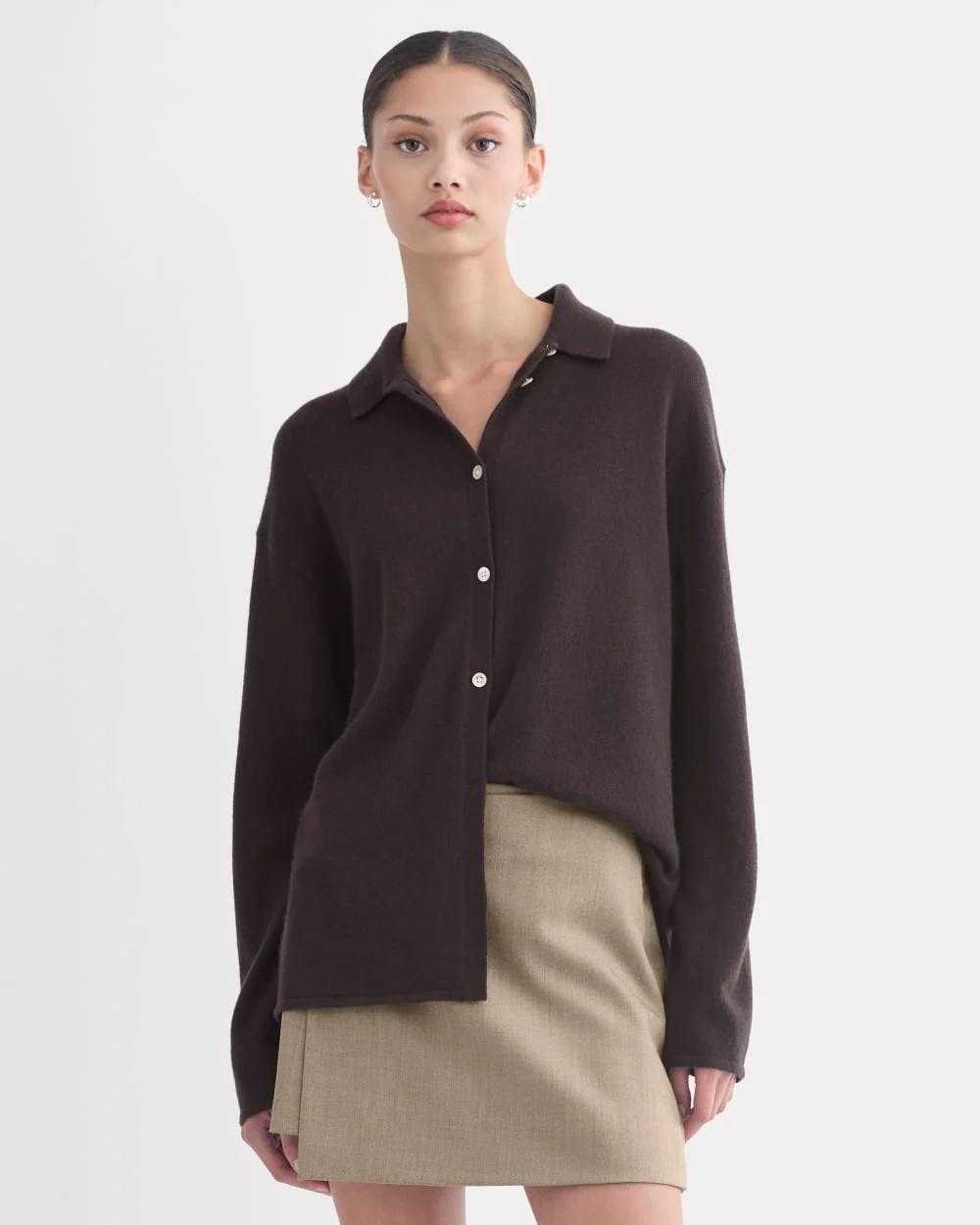 Cashmere Button-Up Shirt | Dark Chocolate | Everlane