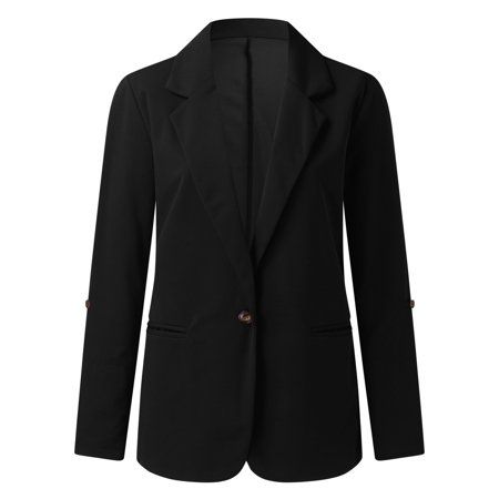 onlinefantasyworld Blazers For Women Black Blazer Long Sleeve Open Cardigan Solid Color Casual Overs | Walmart (US)