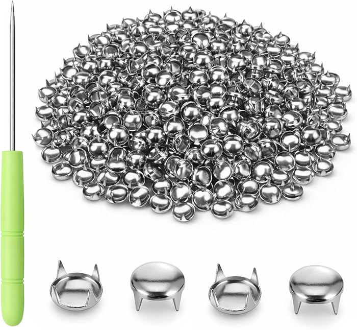 500 Pcs 10mm Round Dome Silver Studs for Clothing Rivets Studs and Spikes for Clothes Metal Stud ... | Amazon (US)