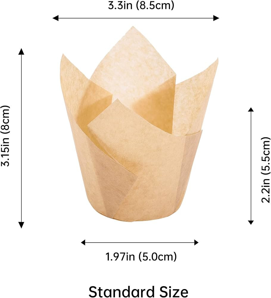 [Nordic Paper] 200pcs Natural Tulip Cupcake Liners for Baking Cups Unbleached EU Parchment paper ... | Amazon (US)