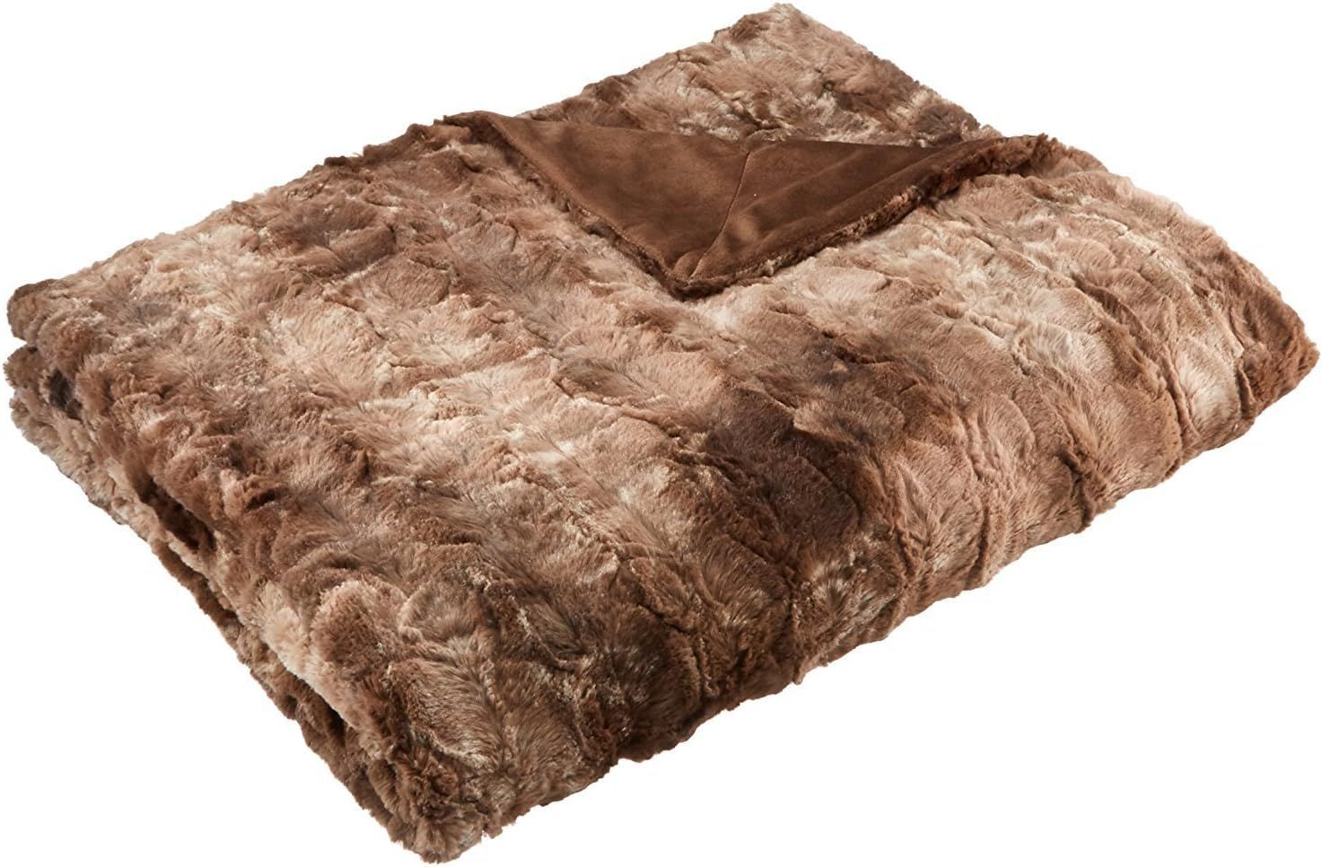 Pinzon Faux Fur Throw Blanket - 50 x 60 Inch, Alpine Brown | Amazon (US)