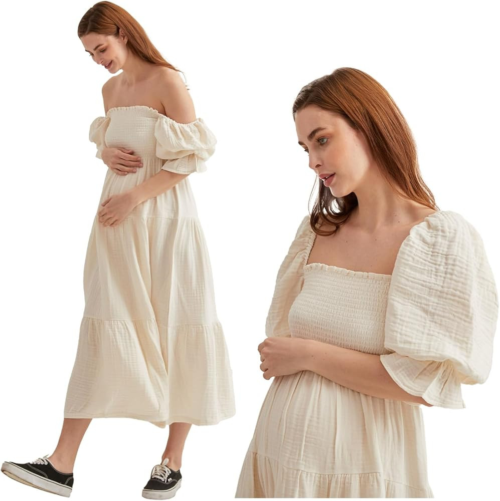 NOTHING FITS BUT Women’s Cotton Modal Kiko Pregnancy Maternity Dress, Casual Floral Maxi Matern... | Amazon (US)