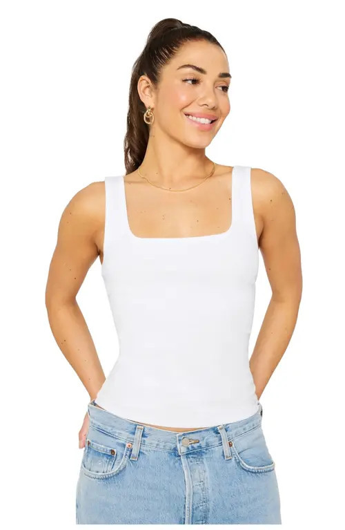 Fabletics Women's Daily Rib Square Neck Tank in Classic White at Nordstrom, Size X-Small | Nordstrom