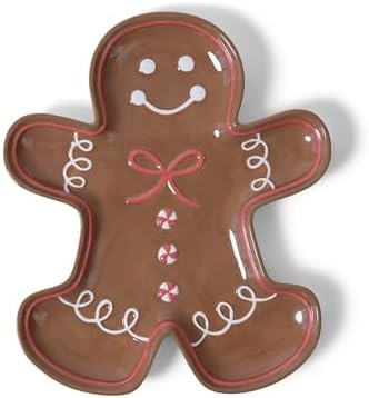Mary Square Festive Cute Holiday Embossed Gingerbread Man Christmas 11 x 17 Ceramic Charcuterie S... | Amazon (US)
