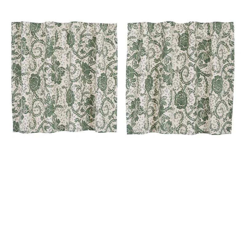 Adrihanna Floral Cotton Tailored 72'' W Cafe Curtain in | Wayfair North America