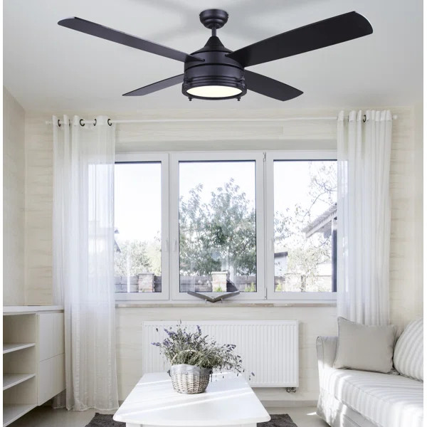 52" Wilkerson 4 - Blade LED Standard Ceiling Fan with Remote Control and Light Kit Included | Wayfair North America