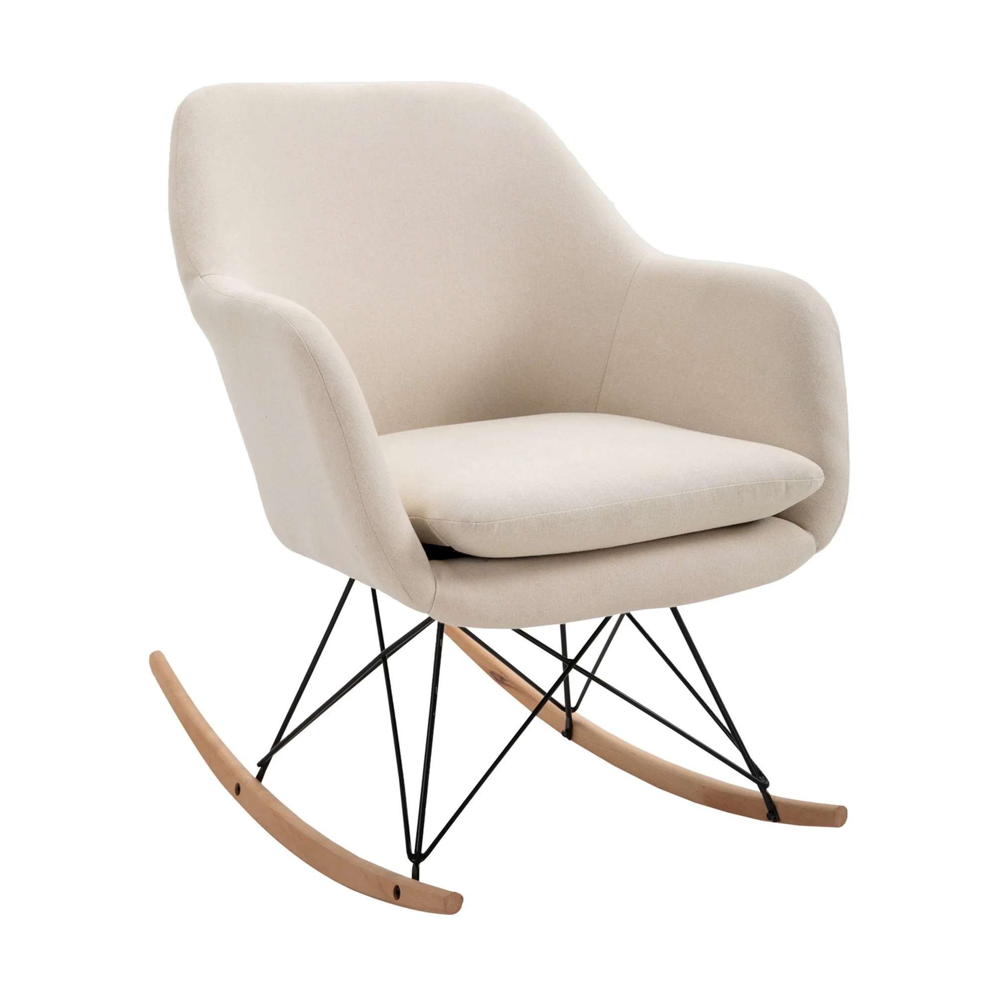 Lourdes Velvet Nursey Rocking Chair, Beige | Walmart (US)