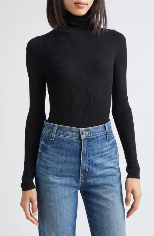 TWP Wool Rib Turtleneck Top in Black at Nordstrom, Size X-Large | Nordstrom